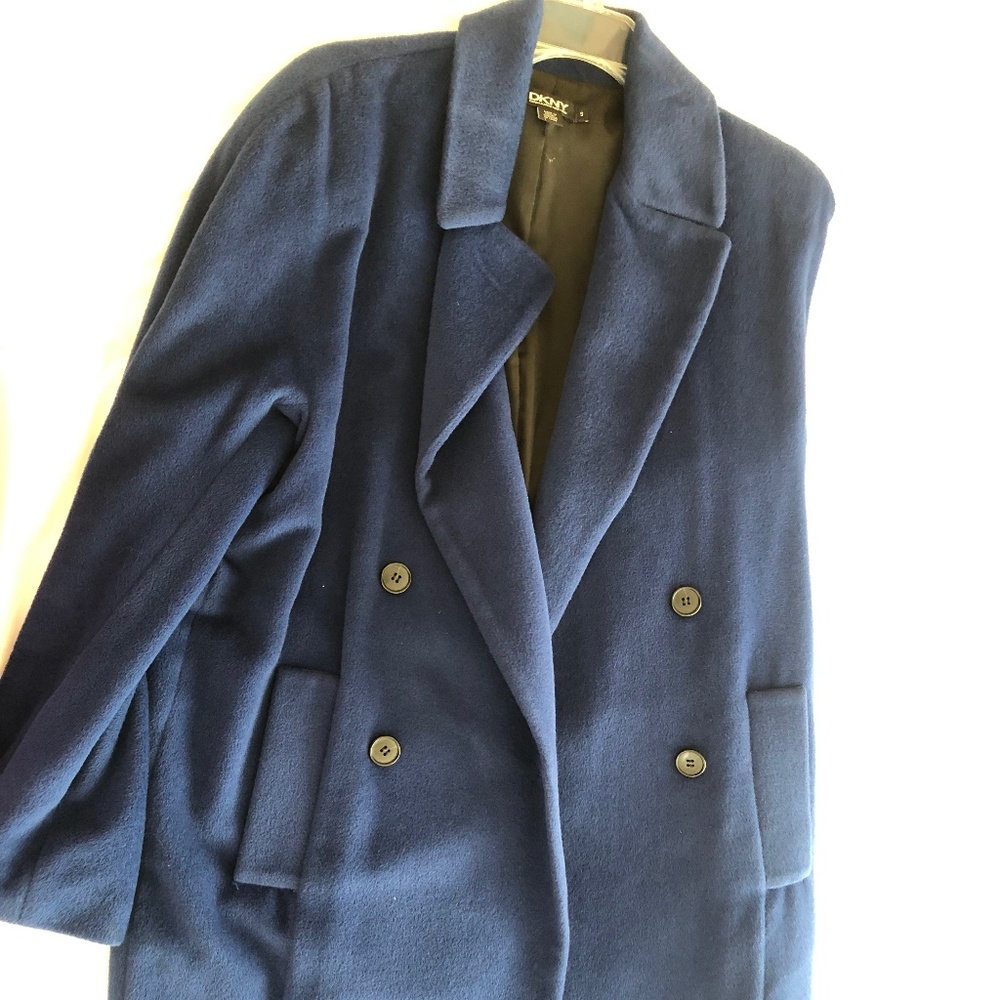 DKNY Royal Blue Angora Oversized Coat